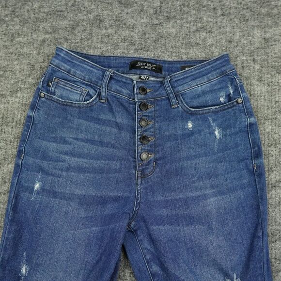 Judy Blue Jeans Womens 5/27 Denim Distressed Button Fly Boyfriend Fit Stretch - Picture 6 of 13